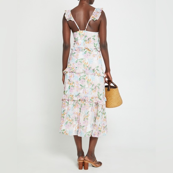 🔥🔥🔥NEW Anthropologie O.P.T Ingrid Floral Ruffle Midi Dress - Picture 6 of 15